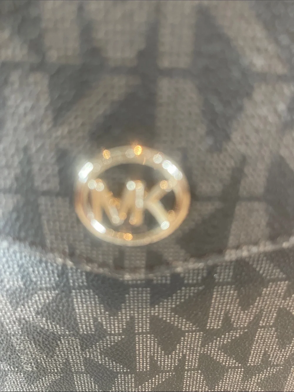 Michael Kors Black MK Logo Pattern Backpack , Size Medium.
